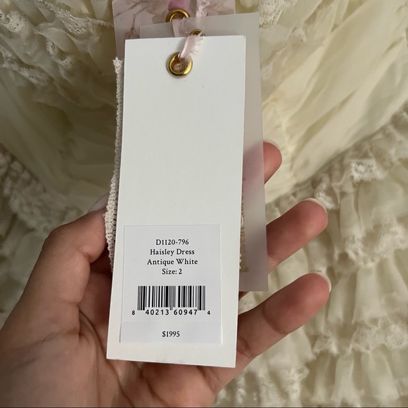 LOVESHACKFANCY STRAPLESS RUFFLE BEACH WEDDING DRESS SIZE 2 - Picture 7 of 13